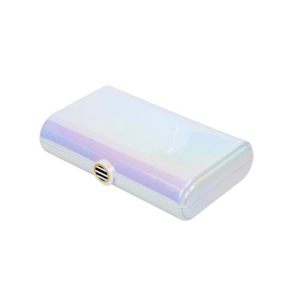 NWT Jewelry Cosmetic Hard Shell Case with Mirror Pearl White 8”x5”x2”Tee… - Picture 5 of 8